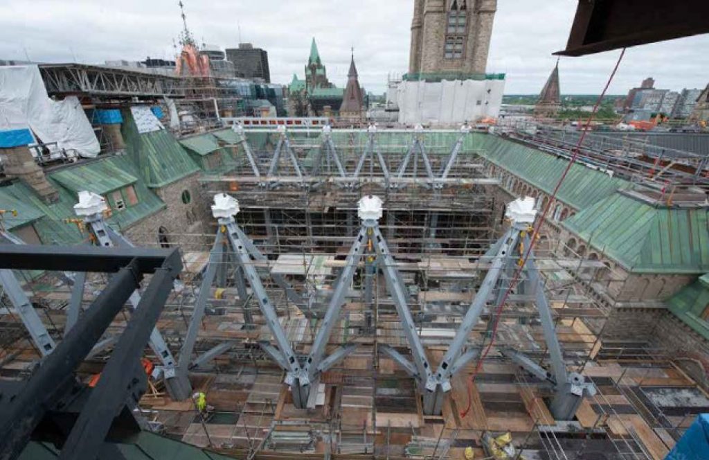 PSPC project Structural steel work at West Block, Parliament Hill