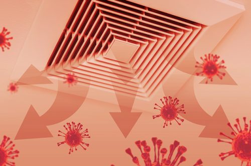 Coronavirus-disease-(COVID-19)-spreading-from-Ceiling-Air-Ventilation-and-Air-conditioning-system-risk-to-indoor-people-infected-concept.