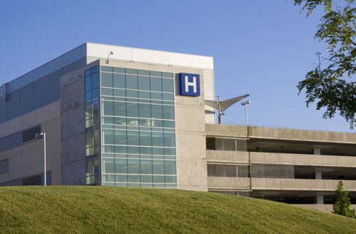 View-of-hospital-sign-on-building-exterior