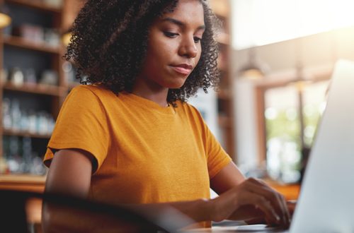 Young woman working on her laptop